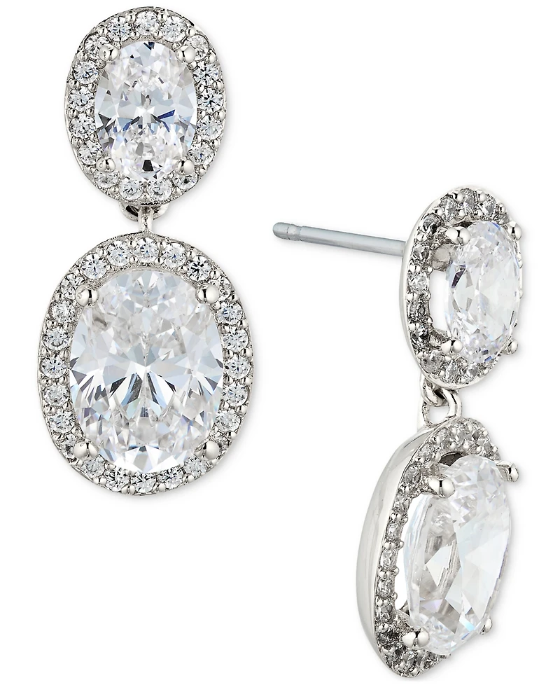 Eliot Danori Cubic Zirconia Oval Halo Drop Earrings