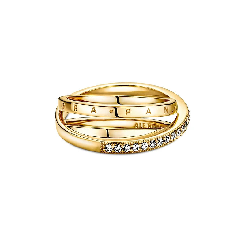 Pandora Cubic Zirconia Signature Crossover Pave Triple Band Ring