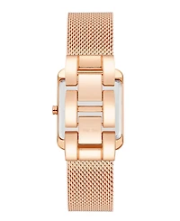 Nine West Women's Quartz Rectangular Rose Gold-Tone Stainless Steel Mesh Band Watch, 29mm