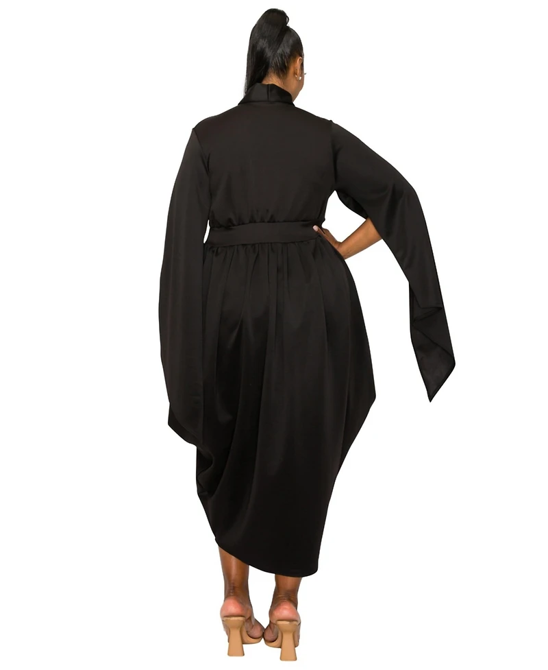 L I V D Plus Tina Tulip Hem Cape Sleeve Pocket Dress