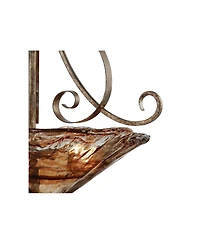 Franklin Iron Works Amber Scroll Golden Bronze Silver Pendant Chandelier 24 3/4" Wide Rustic Art Glass Bowl Fixture for Dining Room House Foyer Kitche