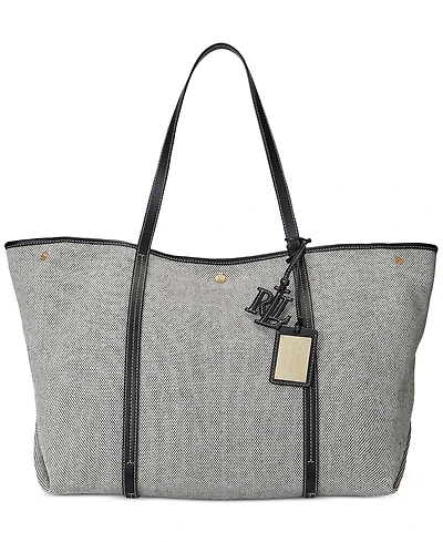 Lauren Ralph Emerie Canvas and Leather Extra Large Tote