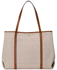 Lauren Ralph Lauren Emerie Canvas and Leather Extra Large Tote