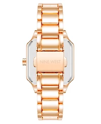 Nine West Women's Quartz Square Rose Gold-Tone Alloy Link Bracelet Watch, 27mm