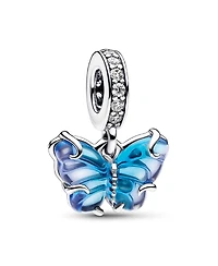Pandora Cubic Zirconia Blue Murano Glass Butterfly Dangle Charm