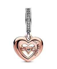 Pandora Cubic Zirconia Two-Tone Radiant Heart Dangle Charm