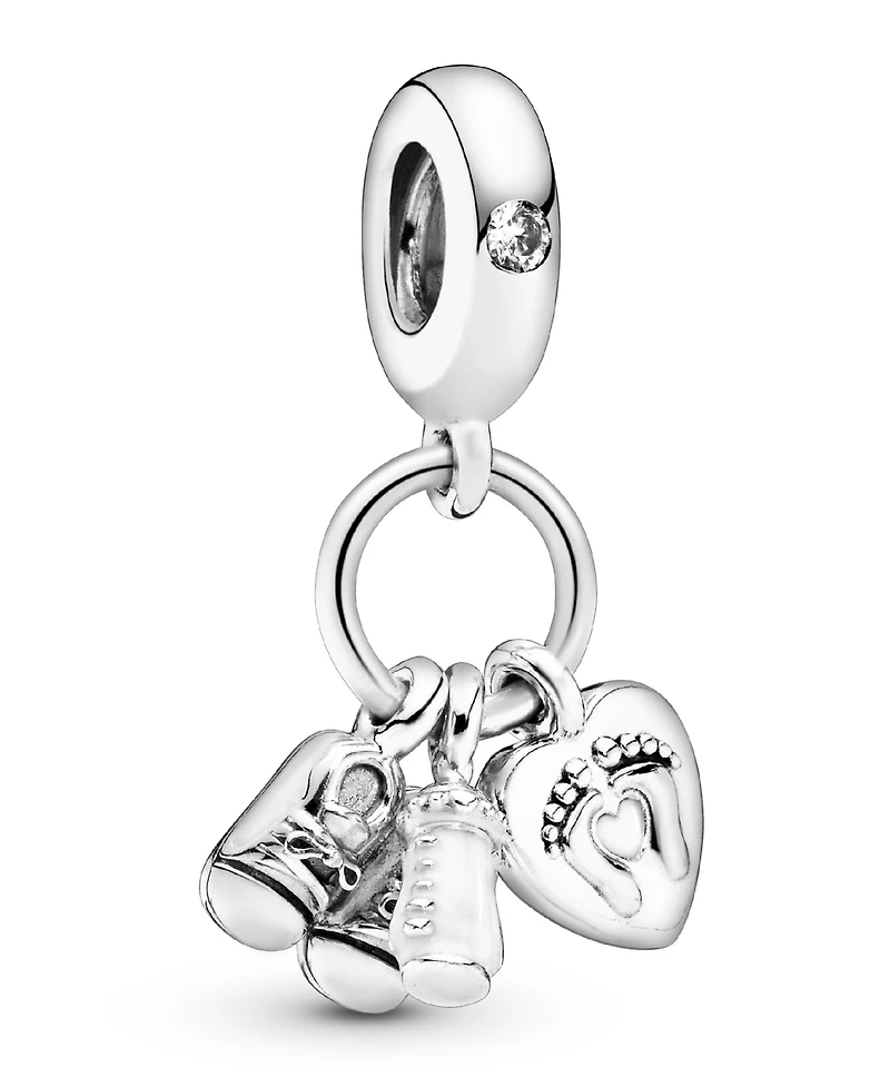 Pandora Cubic Zirconia Baby Bottle and Shoes Dangle Charm