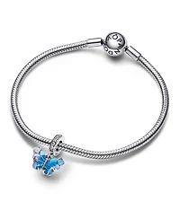 Pandora Cubic Zirconia Blue Murano Glass Butterfly Dangle Charm