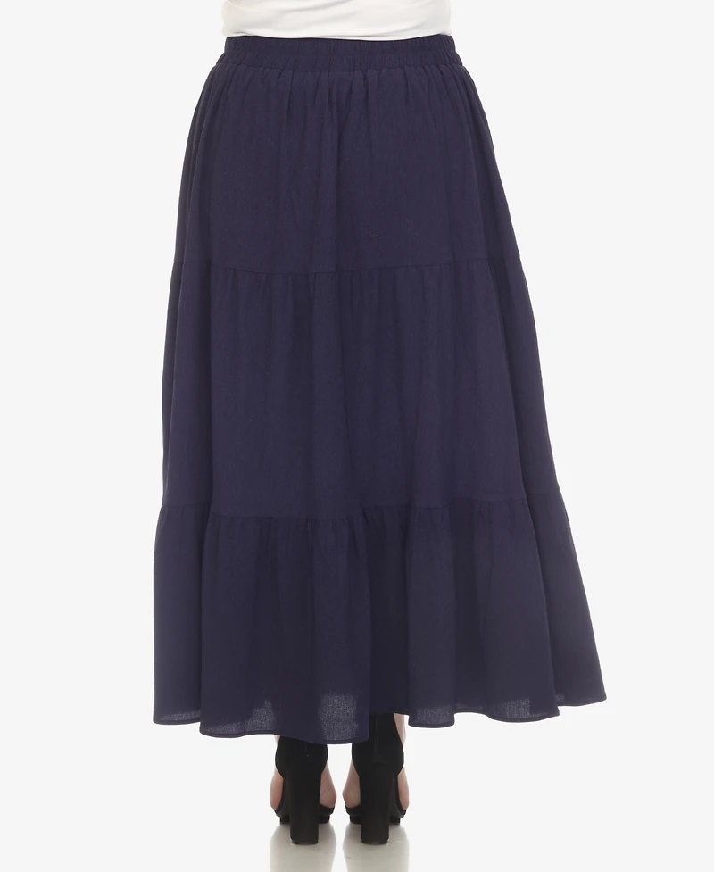 White Mark Plus Pleated Tiered Maxi Skirt