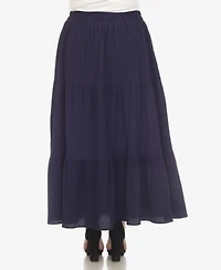 White Mark Plus Pleated Tiered Maxi Skirt