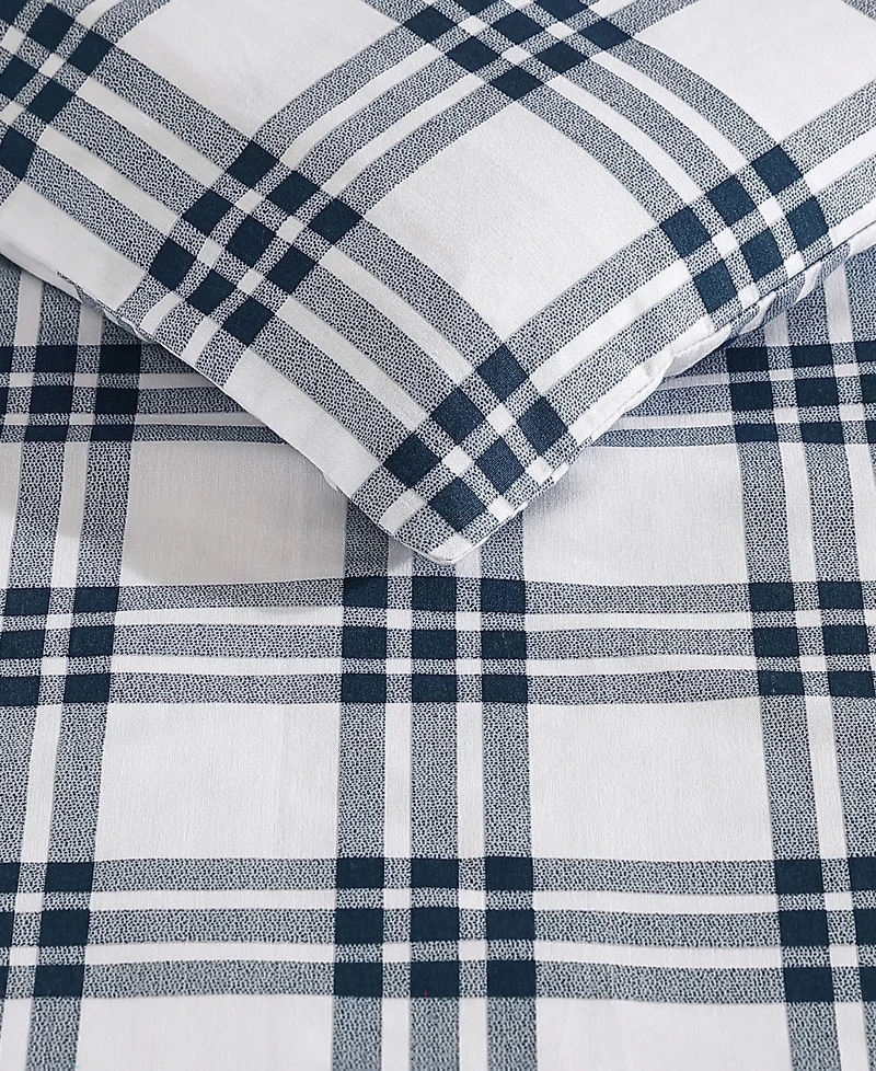 Eddie Bauer Basic Plaid Cotton Percale 3 Piece Duvet Cover Set, King