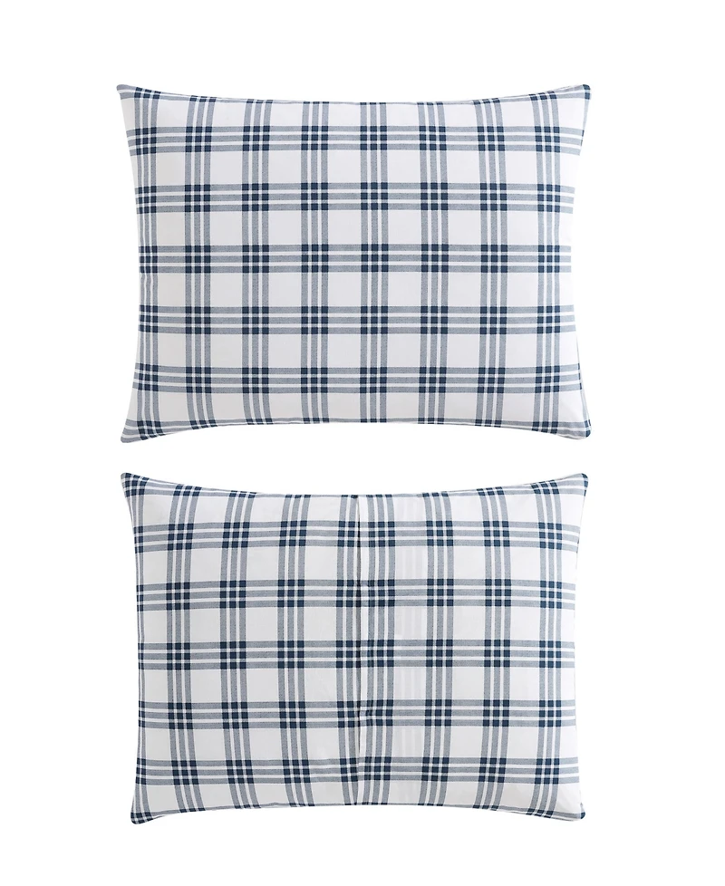 Eddie Bauer Basic Plaid Cotton Percale 3 Piece Duvet Cover Set, King