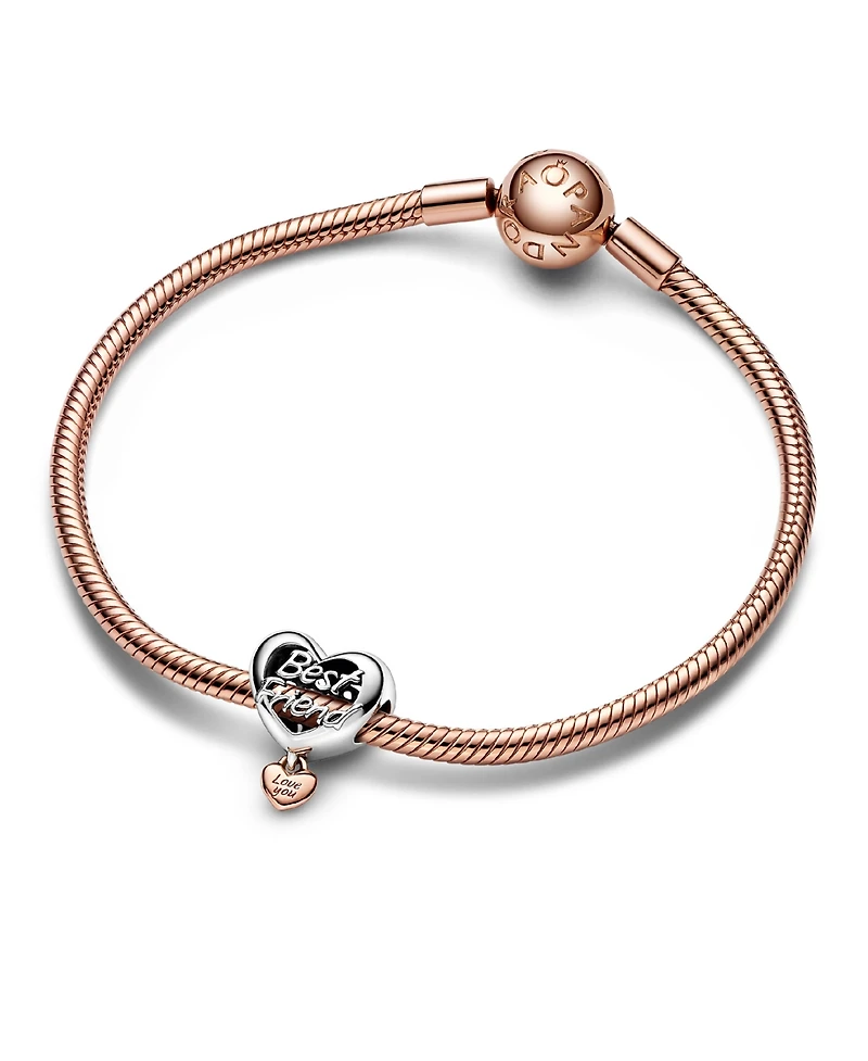 Pandora Sterling Silver Love You Heart Charm - Silver, Rose-Gold
