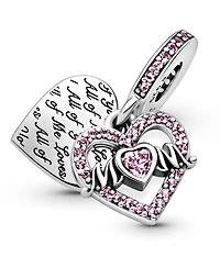 Pandora Mixed Stone Heart Mom Dangle Charm