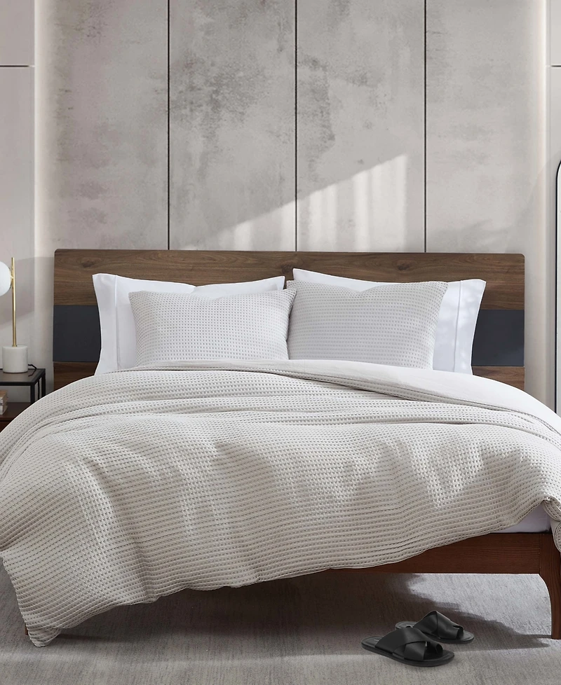 Kenneth Cole New York Solid Waffle 3 Piece Comforter Set