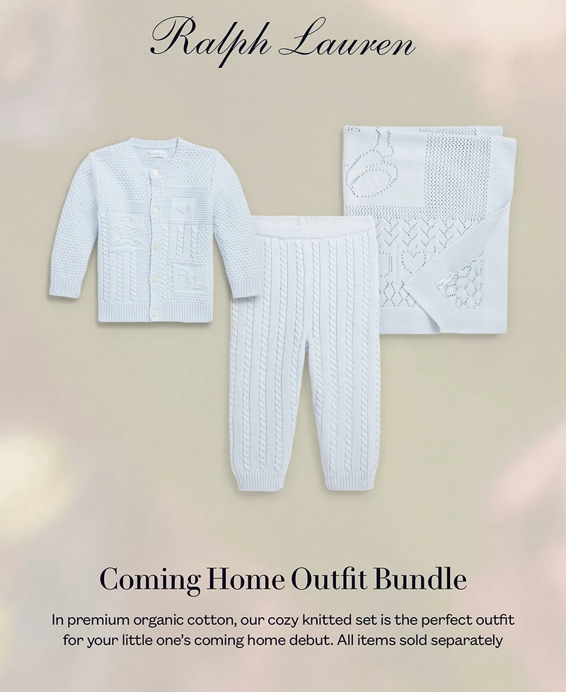 Polo Ralph Lauren Baby Boys or Girls Contrast-Knit Cotton Long Sleeves Cardigan