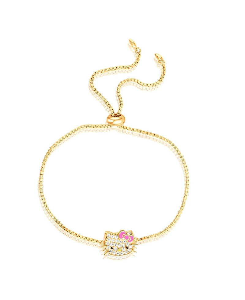 Sanrio Hello Kitty Officially Licensed Authentic Pave Face Lariat Bracelet