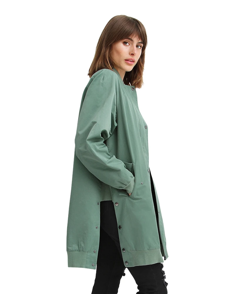 Belle & Bloom Women's Chasing You Long Bomber Jacket