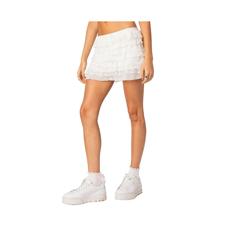 Women's Adeena layered ruffle mini skirt