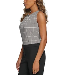 Calvin Klein Printed Pleat-Neck Blouse, Regular and Petite Sizes