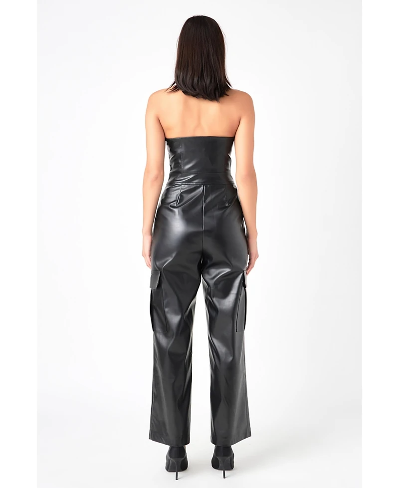 Women's Tube Top Cargo Jumpsuit