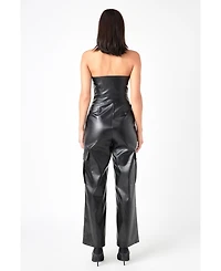 Women's Tube Top Cargo Jumpsuit