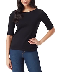 Gloria Vanderbilt Women's Alanis Boat Neck Elbow-Sleeve T-Shirt