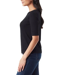 Gloria Vanderbilt Women's Alanis Boat Neck Elbow-Sleeve T-Shirt