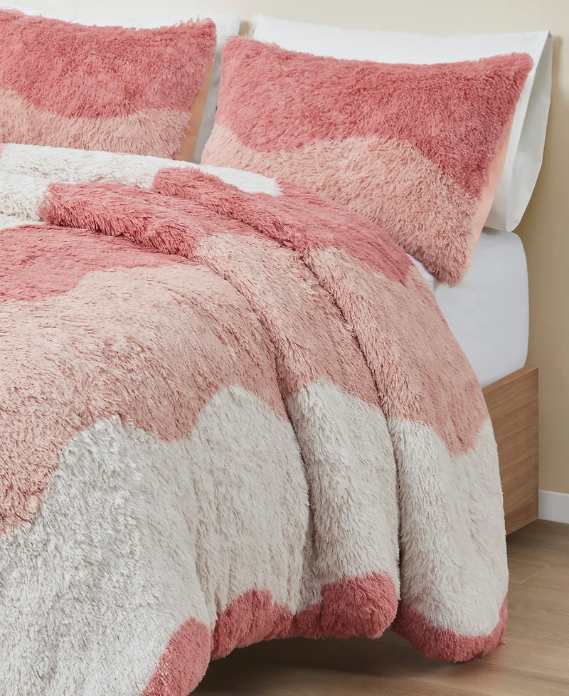 Intelligent Design Cassie Ombre Shaggy Faux Fur 3 Piece Comforter Set