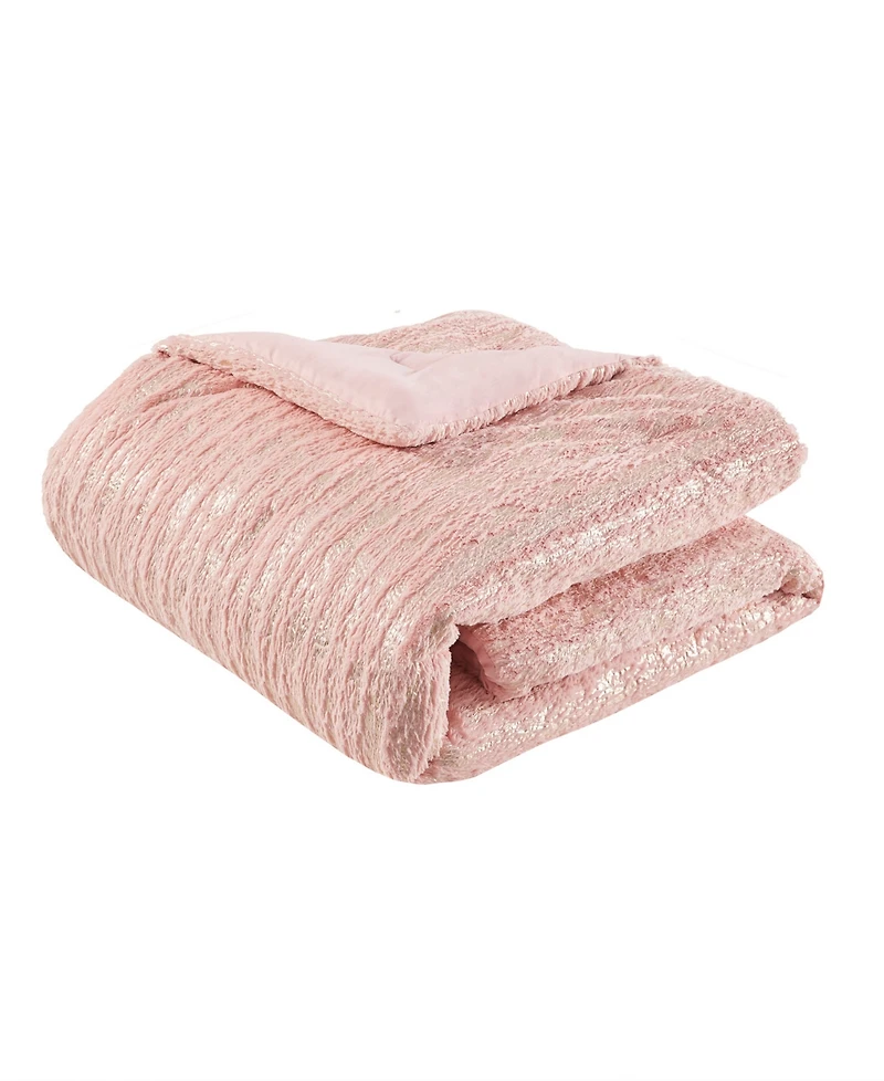 Intelligent Design Naomi Metallic Print Faux Fur 3 Piece Comforter Set, Full/Queen