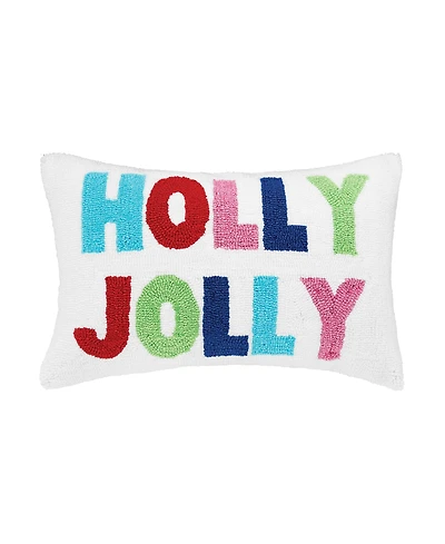Holly Jolly Hooked Throw Pillow