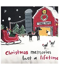 C&F Home 18" X 18" "Christmas Memories Last a Lifetime" Sentiment Red Barn Christmas Scene Indoor/Outdoor Decoration Christmas Throw Pillow