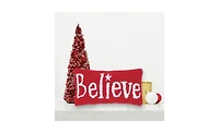 6" x 12" Believe Hooked Petite Christmas Holiday Pillow