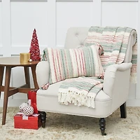 Cozy Nordic Christmas Red and Green 14" x 22" Throw Pillow