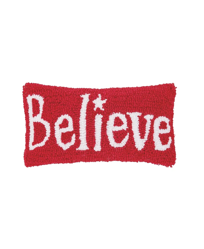 6" x 12" Believe Hooked Petite Christmas Holiday Pillow