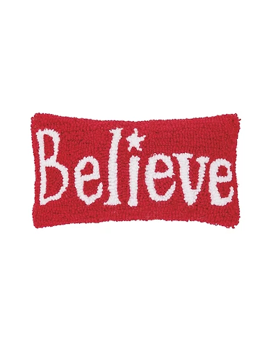 6" x 12" Believe Hooked Petite Christmas Holiday Pillow