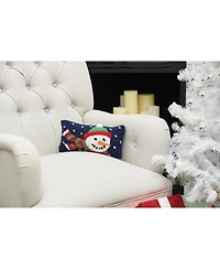 Winter Snowman Hooked Throw Pillow