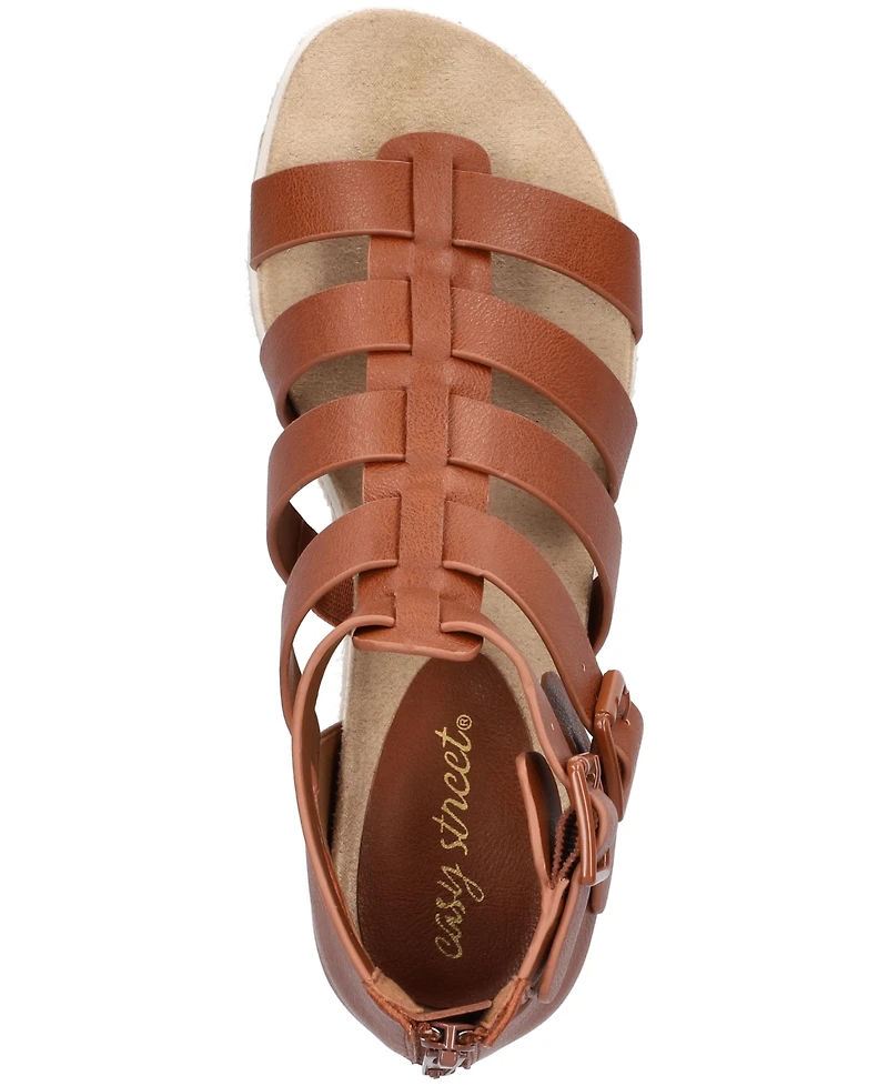 Easy Street Women's Simone Zip Wedge Sandals
