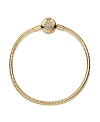 Pandora Moments Cubic Zirconia 14K Gold-Plated Sparkling Crown O Snake Chain Bracelet