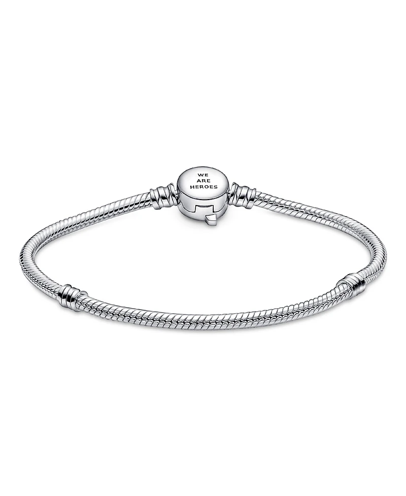 Pandora Moments Sterling Silver Marvel The Avengers Logo Clasp Snake Chain Bracelet