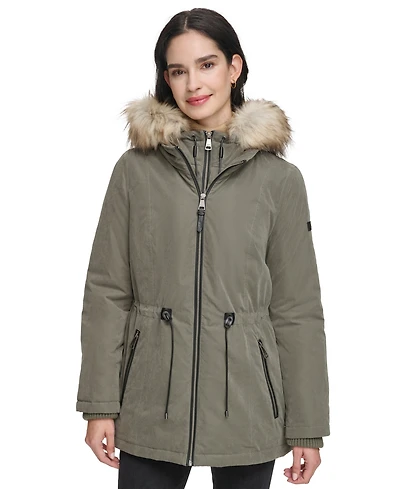 Dkny Women's Faux-Fur-Trim Anorak Coat