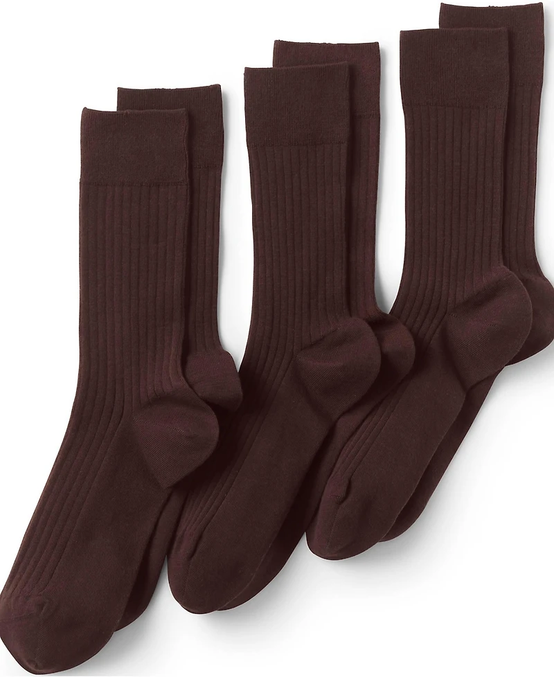 Lands' End Men's Seamless Toe Cotton Rib Dress Socks (3-pack)