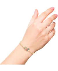 Disney Stitch and Angel Heart Lariat Bracelet - 18kt Gold Plated Adjustable Stitch Bracelet, Officially Licensed