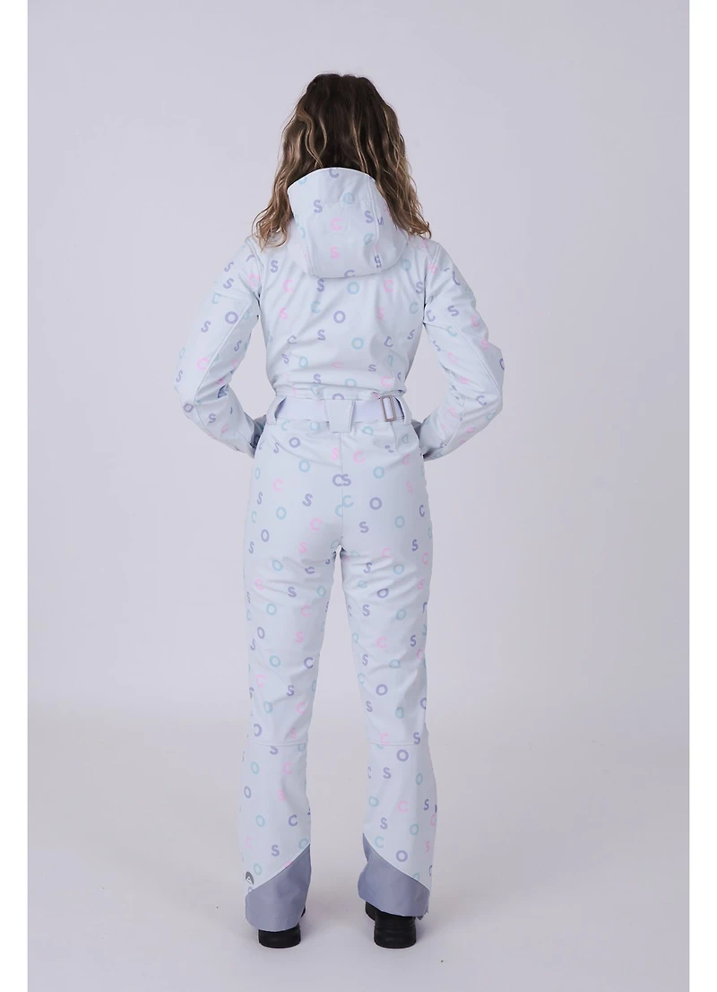 Women's White Oosc Print Chic Ski Suit