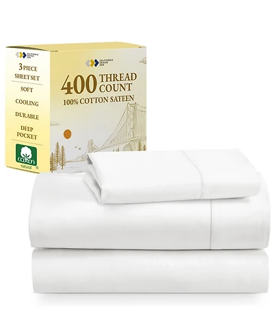 Soft Cotton Bed Sheet Set Twin Xl - 400 Thread Count 100% Sateen