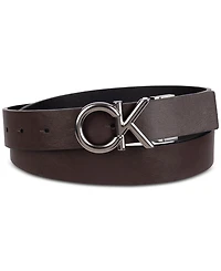 Calvin Klein Men's Monogram Buckle Reversible Leather Belt