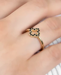 Black Spinel Open Clover Ring (1/6 ct. t.w.) 18k Gold-Plated Sterling Silver