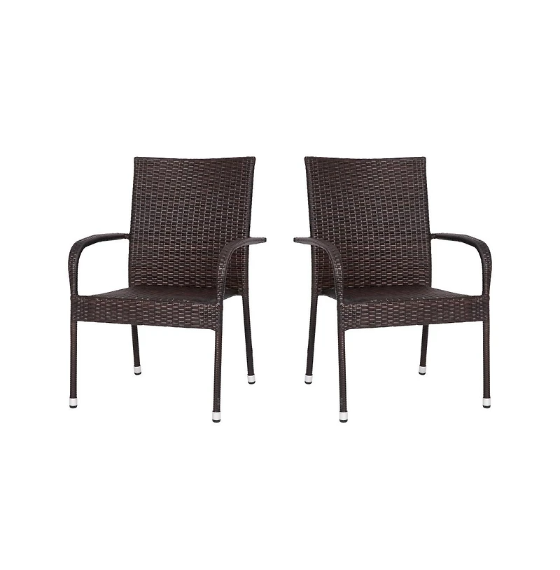Sala Stacking All-Weather Wicker Wrapped Powder Coated Steel Patio Club Chairs For Indoor And Outdoor Use