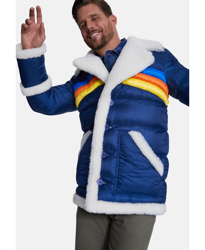 Furniq Uk Men's Puffer Jacket, White Curly Wool