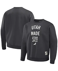 Men's Nba x Staple Anthracite Utah Jazz Plush Pullover Sweatshirt